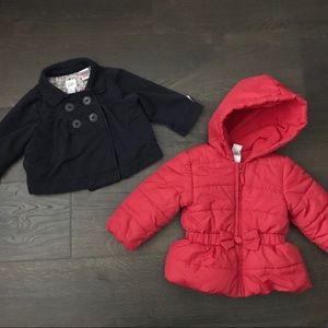 Girls Puffer Coat + Collared Jacket - 12-18m